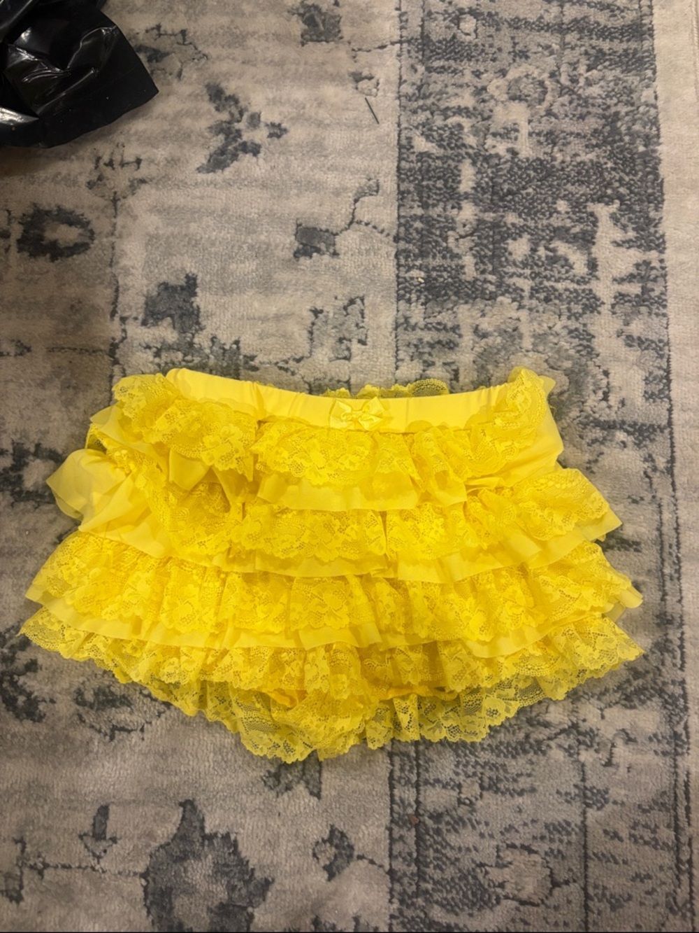 Yellow Lace Ruffle Shorts